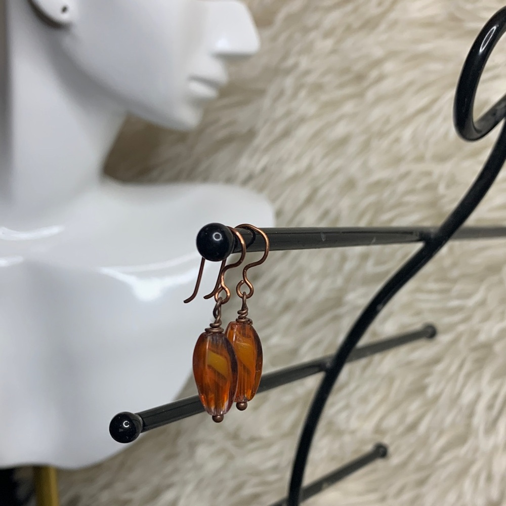 Amber Glass Drop Earrings - Pulse Design